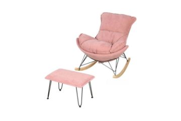 Picture of Test No Order - LOBSTER Fabric Rocking Chair With Footstool *Pink