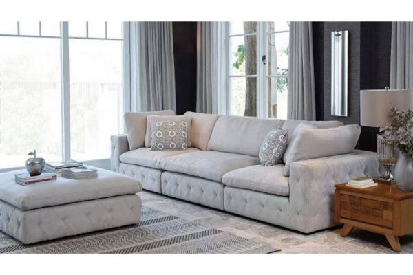 Picture of Test No Order - SUSSEX Memory Foam 4 Seater Extra Large Sofa with Ottoman (Light Grey)