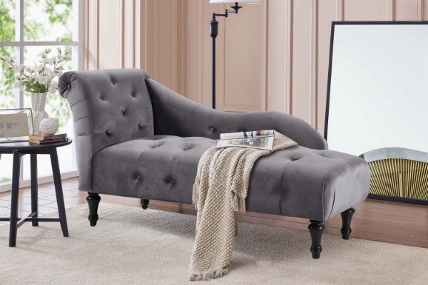 Picture of Test No Order - ZOE Velvet Flared Arm Chaise Lounge (Grey)