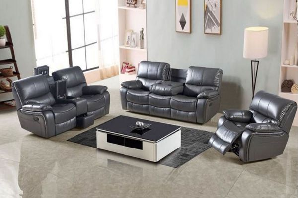 Picture of Test No Order - PASADENA Reclining Sofa Range in Air Leather (Grey)