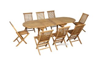 Picture of Test No Order - BALI Solid Teak Oval 180-240 Extension Dining Set - 9PC