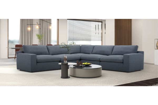 Picture of Test No Order - SPLENDOR  Feather Filled Fabric Corner Sofa (Dark Grey)