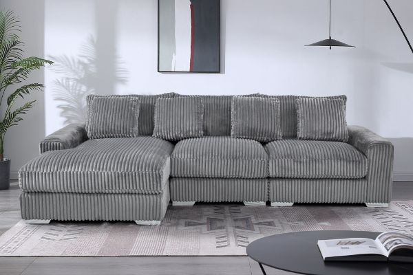 Picture of Test No Order - WINSTON Corduroy Velvet Modular Sectional Sofa with Ottoman (Grey)