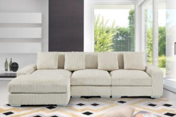 Picture of Test No Order - WINSTON Corduroy Velvet Modular Sectional Sofa with Ottoman (Beige)