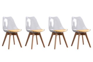 Picture of Test No Order - EFRON Dining Chair with Yellow Cushion (Clear) - 4 Chairs in 1 Carton