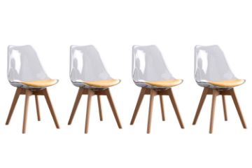 Picture of Test No Order - EFRON Dining Chair with Yellow Cushion (Clear) - 4 Chairs in 1 Carton