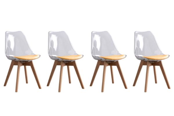 Picture of Test No Order - EFRON Dining Chair with Yellow Cushion (Clear) - 4 Chairs in 1 Carton