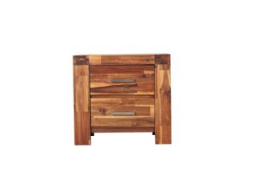 Picture of Test No Order - PHILIPPE Acacia Wood 2-Drawer Bedside Table (Rustic Java Colour)