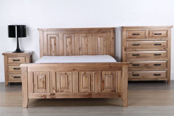 Picture of Test No Order - FRANCO 4PC/5PC/6PC Bedroom Combo in Queen/King/Super King /Eastern King Size (Solid NZ Pine Wood)