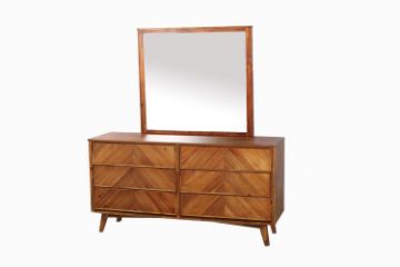 Picture of Test No Order - CLARENS 6-Drawer Solid Acacia Wood Dressing Table with Mirror 