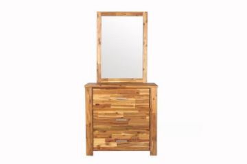 Picture of Test No Order - SARA 3-Drawer Solid Acacia Wood Dressing Table with Mirror