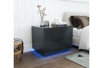 Picture of Test No Order - ASPEN LED 2-Drawer Bedside Table (Black)