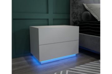 Picture of Test No Order - ASPEN LED 2-Drawer Bedside Table (White)