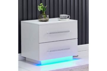 Picture of Test No Order - BLAKE LED 2-Drawer Bedside Table (White)