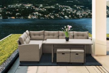 Picture of Test No Order - ALBANY Wicker Sectional Dining Outdoor Sofa Set (Beige)