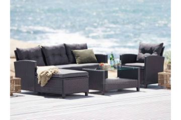 Picture of Test No Order - AURORA Rattan Outdoor Sofa + Coffee Table Set (Black)