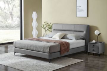 Picture of Test No Order - CUBA Genuine Leather Bed Frame in Queen/King Size (Dark Grey)