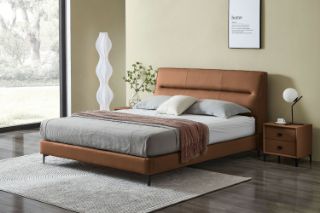 Picture of Test No Order - CUBA Genuine Leather Bed Frame (Brown)  - Queen