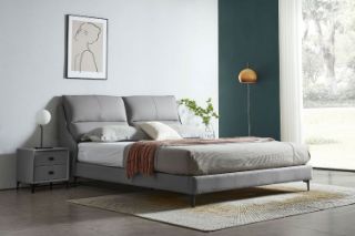 Picture of Test No Order - ROMEO Genuine Leather Bed Frame (Dark Grey) - Queen