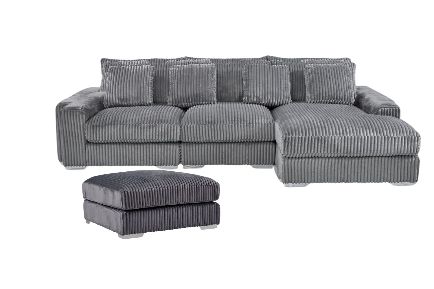 Winston Corduroy Velvet Modular Sectional Sofa (grey) - Single Raf Armchair