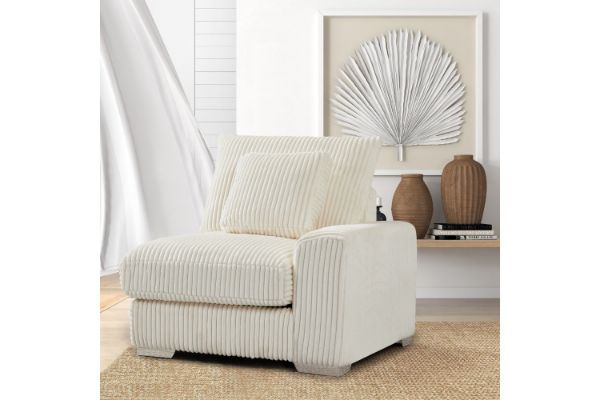 Picture of Test No Order - WINSTON Corduroy Velvet Modular Sectional Sofa (Beige) - Single RAF Armchair 