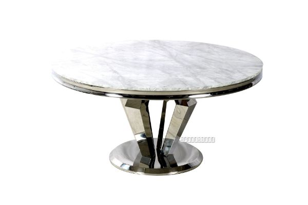 Picture of Test No Order - NUCCIO 137 Marble Top Stainless Round Dining Table (Light Grey)