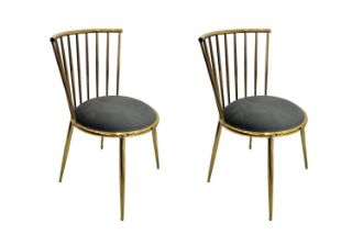 Picture of Test No Order - MARBELLO Gold Frame Velvet Dining Chair (Grey) - 2 Chairs in 1 Carton