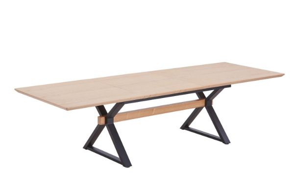 Picture of Test No Order - CAPITOL 180-300 Adjustable & Extendable Dining Table with Metal Black Legs (Natural)