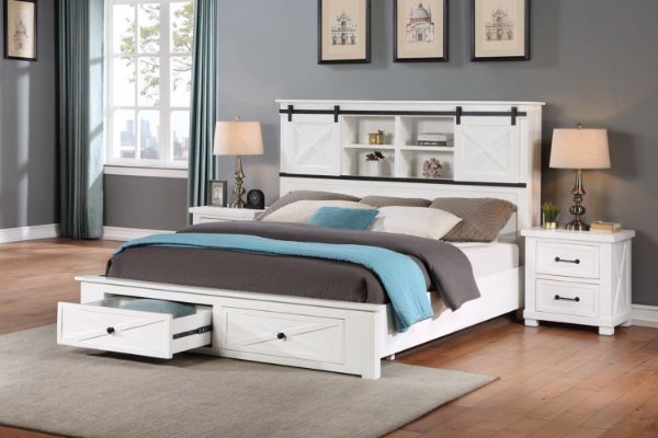 Picture of Test No Order - PURELAND Solid Pine Wood Bed Frame  with Drawers in Queen/Super King Size (White)