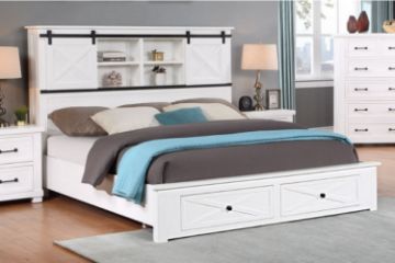 Picture of Test No Order - PURELAND Solid Pine Wood Bed Frame with Drawers (White) - Queen