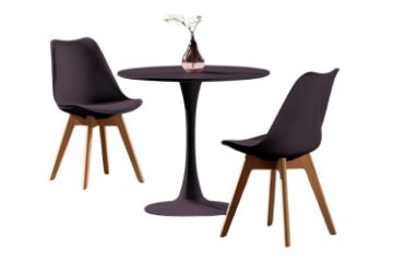 Picture of Test No Order -  TULIP Dining Set (Black) - 80cm Table with 2 Chairs