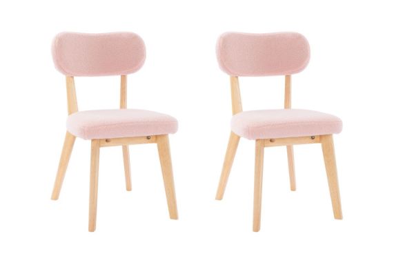 Picture of Test No Order - TALIA Teddy Fabric Dinning Chair (Pink) - 2 Chairs in 1 Carton