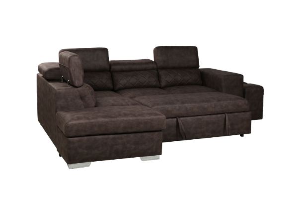 Picture of Test No Order - CASSIA Sectional Sofa/Sofa Bed with Storage & 2 Ottomans (Brown) - Facing Left