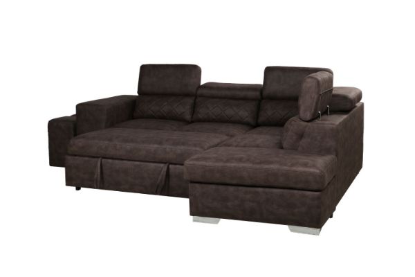 Picture of Test No Order - CASSIA Sectional Sofa/Sofa Bed with Storage & 2 Ottomans (Brown)  - Facing Right