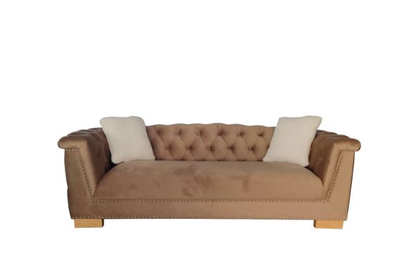 Picture of Test No Order - MALMO Velvet Sofa Range with Pillows (Cream) - 3 Seater