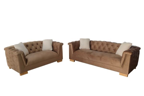 Picture of Test No Order - MALMO Velvet Sofa Range with Pillows (Cream) - 3+2 Sofa Set