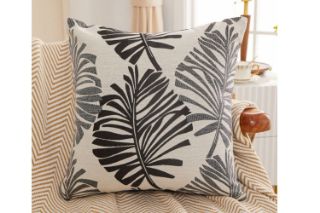 Picture of Test No Order - PALM LEAVES 3D Jacquard Pillow Cushion with Inner (45x45) - Dark Grey