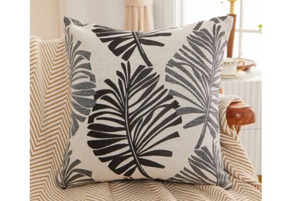 Picture of Test No Order - PALM LEAVES 3D Jacquard Pillow Cushion with Inner (45x45) - Dark Grey