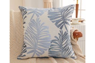 Picture of Test No Order - PALM LEAVES 3D Jacquard Pillow Cushion with Inner (45x45) - Light Blue