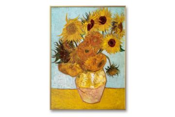 Picture of Test No Order - VASE WITH TWELVE SUNFLOWERS With By Vincent Van Gogh - Golden Framed Canvas Print Wall Art (80cmx60cm)