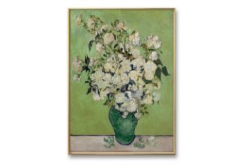 Picture of Test No Order - VASE OF ROSES by Vincent Van Gogh - Golden Frame Canvas Print Wall Art (80cm x 60cm)