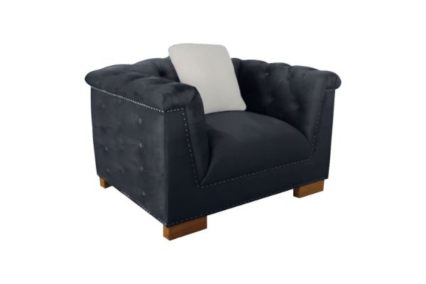 Picture of Test No Order - MALMO Velvet Sofa Range with Pillows (Black) - 1 Seater