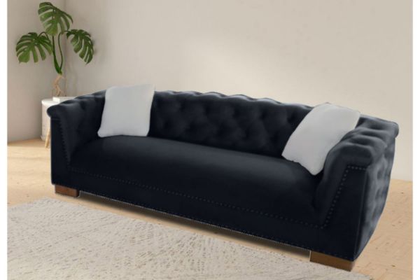 Picture of Test No Order - MALMO Velvet Sofa Range with Pillows (Black) - 3 Seater