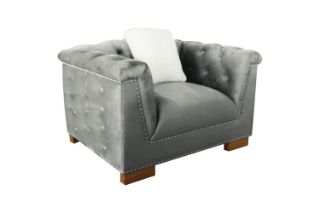 Picture of Test No Order - MALMO Velvet Sofa Range with Pillows (Grey) - 1 Seater