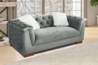 Picture of Test No Order - MALMO Velvet Sofa Range with Pillows (Grey) - 2 Seater