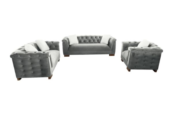 Picture of Test No Order - MALMO Velvet Sofa Range with Pillows (Grey) - 3+2+1 Sofa Set