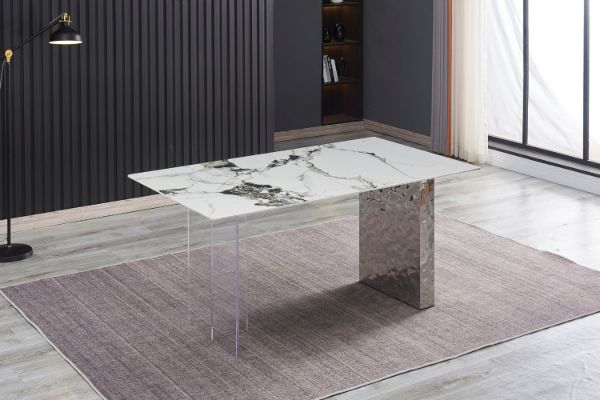 Picture of Test No Order - REGUS 160 Ceramic Top Acrylic Steel Leg Dining Table