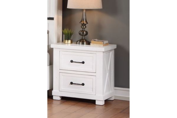 Picture of Test No Order - PURELAND Solid Pine Wood 2-Drawer Bedside Table (White)