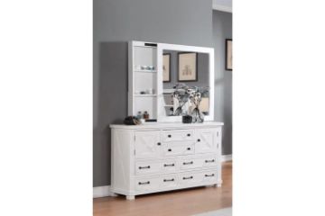 Picture of Test No Order - PURELAND Solid Pine Wood Dressing Table with Storage Mirror (White)