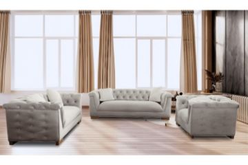 Picture of Test No Order - MALMO 3/2/1 Seater Velvet Sofa Range with Pillows (Beige)